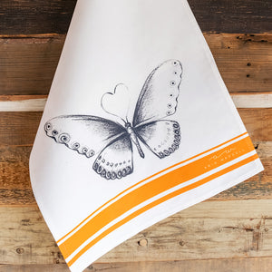 Tangerine Butterfly Kitchen Towel